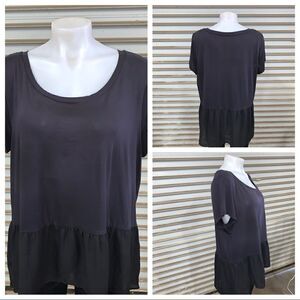 Juicy Couture black short sleeve top w/sheer hem